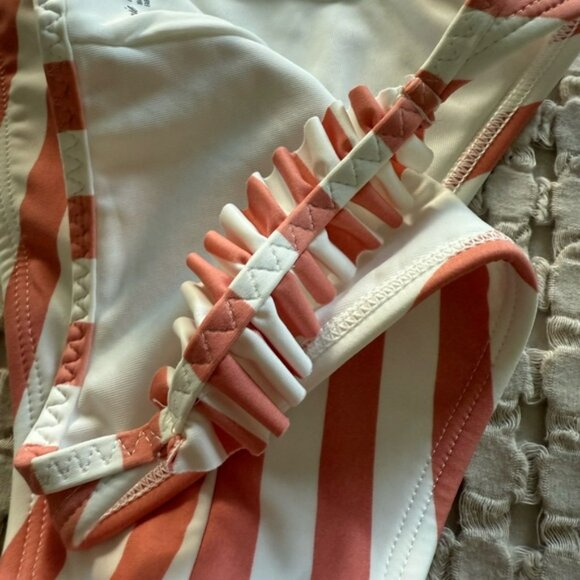 Aerie Coral and White Ruffle Bikini Bottom - Picture 6 of 7